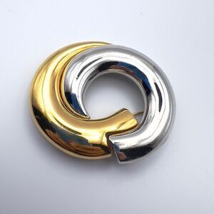 Vintage Mixed Metal Brooch Silver and Gold Tone Intersecting Moons